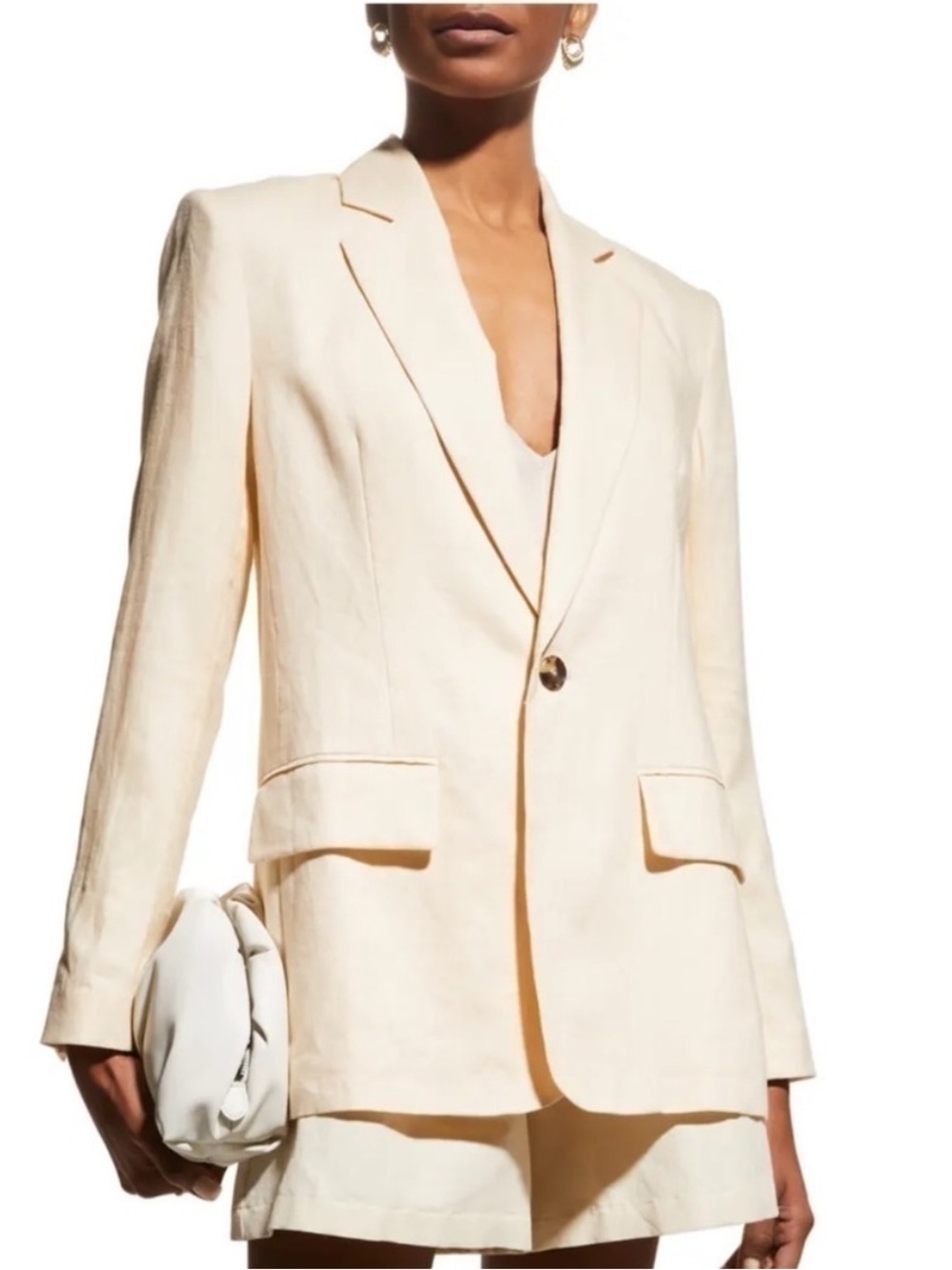 A.L.C. 100% Linen One Button Tailored Blazer Jacket Ivory Cream Color Size 8